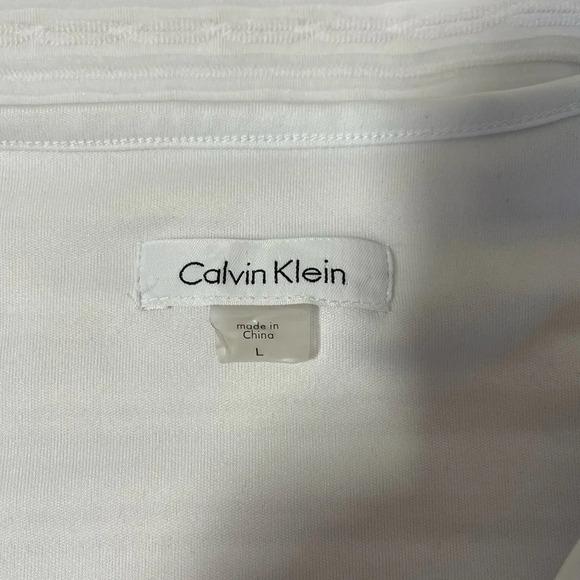 Calvin Klein White Textured Shadow Striped Lined Blouse Large Women’s - Picture 10 of 12